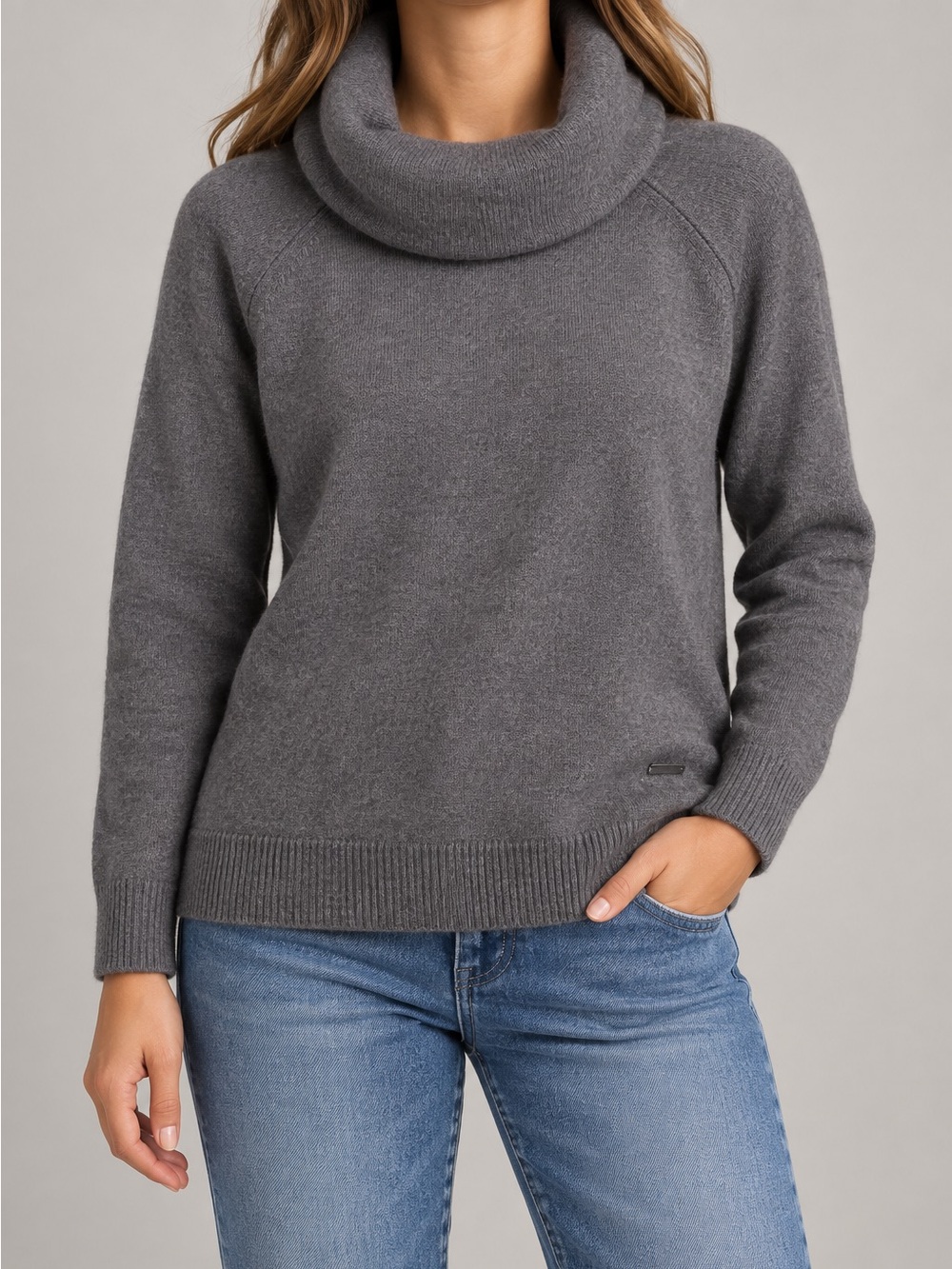 Smartwool Women's Merino Wool‎ Cowl Neck Sweater Gray Pullover Size M